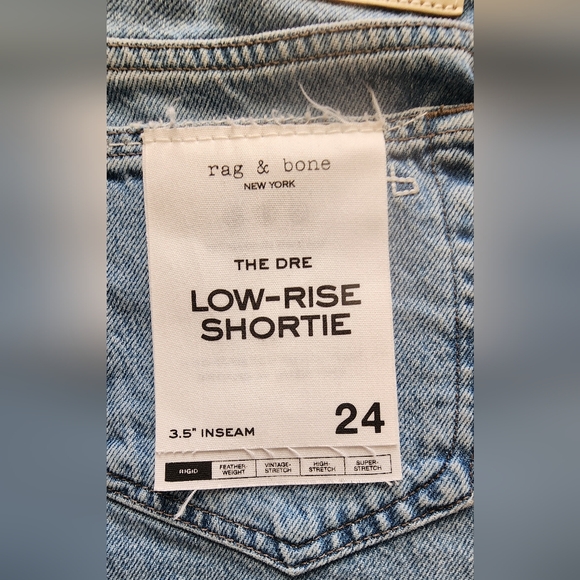 rag & bone The Dre Low‑Rise Shortie Denim Shorts Size 24 Light Wash NWT - Picture 2 of 10